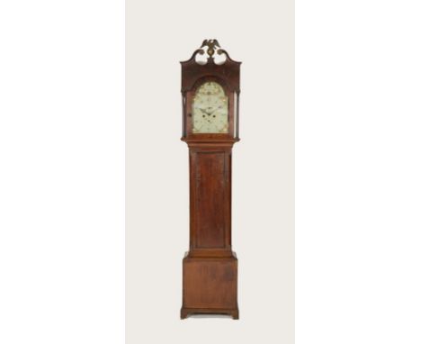 A MAHOGANY LONGCASE CLOCK, the white enamel dial signed 'Wm Joyce, Bristol' with two-train movement striking on a bell, 86" h