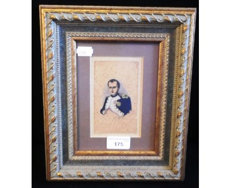 A HEAD AND SHOULDER PORTRAIT OF NAPOLEON,  watercolour, indistinctly signed, 'V Bursey'