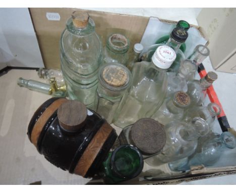 A box of vintage bottles