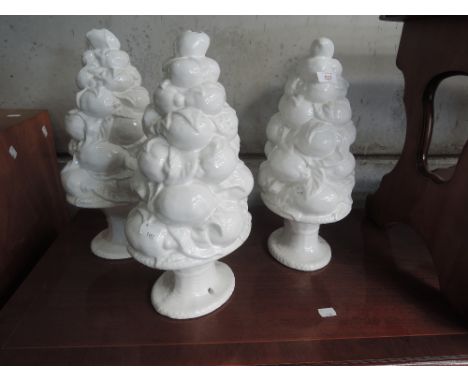 Three ceramic lamp bases modelled as fruit