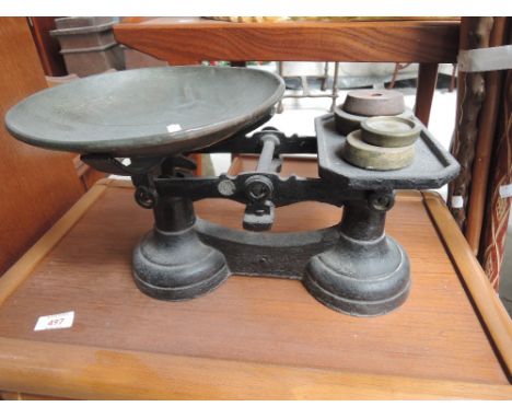 A set of vintage balance kitchen scales