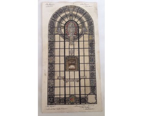 Pencil & Watercolour Sketch of South Nave window design by Walter Camm (attrib.) for Berkswich Church. 30.5cm tall.