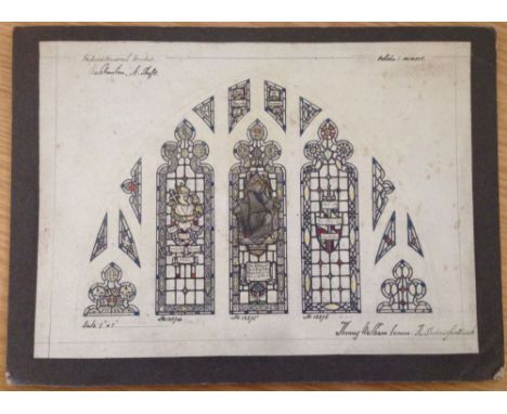 Watercolour sketch - proposed memorial window, Wolstanton nr. Staffs, dated 1925. Board size 24cm x 33cm, TW Camm Studio.