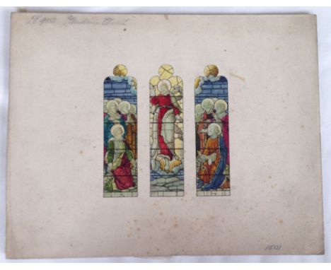 Pencil & Watercolour Sketch of Christ and 11 Desciples. by T W Camm Studios for Llandrinio Church, Wales. Commission for Jone