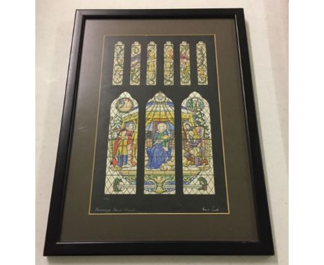 Francis Skeat (1909-2000) watercolour sketch - Adoration of the Magi, Swanage Parish Church. 30 x 18cm. Framed & glazed