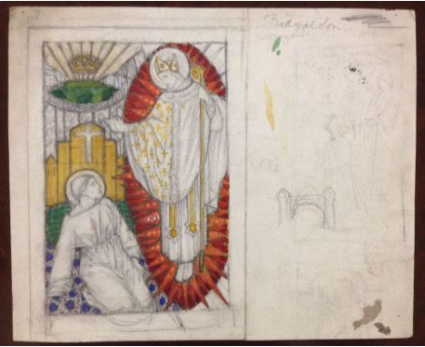 A preliminary pencil and watercolour sketch of " The Prodigal Son " attributed to Florence Camm. Paper size 25.5cm x 21cm.