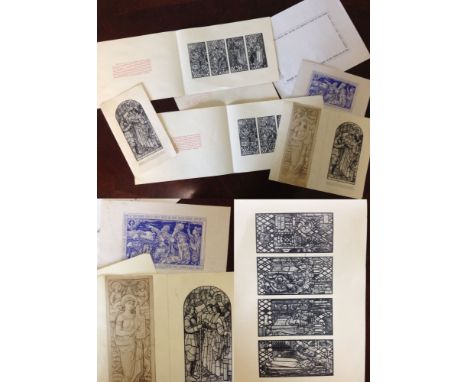 5 Christmas cards together with a a card front and working mount for a christmas card. 1 card signed by Florence Camm. Larges