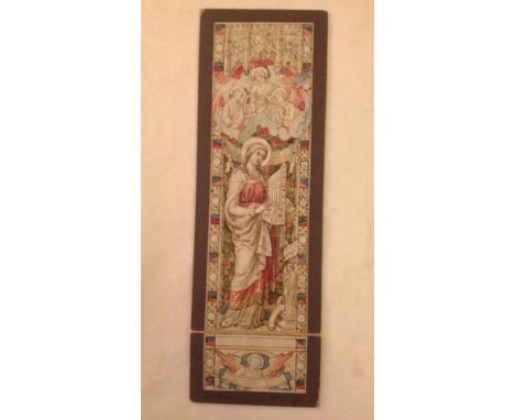 Watercolour - Saint Cecilia playing music with Angels above. Design No.237. Thomas William Camm (attrib.) Board size 27 x 9cm