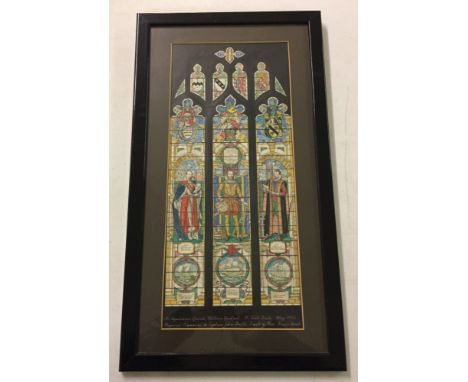 Francis Skeat (1909-2000) watercolour sketch - Captain John Smith Memorial window, St. Sepulchre's Church, Holborn Viaduct, L