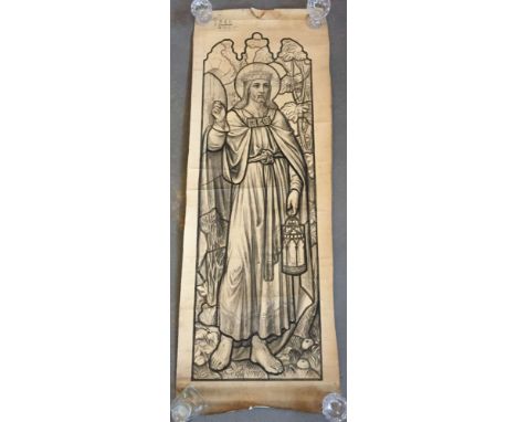 Pencil & Watercolour Cartoon of Christ holding a lantern by T W Camm Studios. 127cm tall.