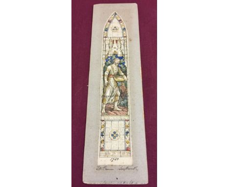 Watercolour sketch - 'The Sower' design No.1757. T.W. Camm Studio. Board size 28 x 7.5cm