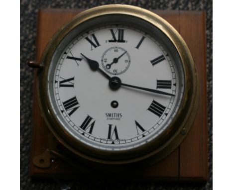 SMITHS EMPIRE BRASS SHIPS CLOCK DIAMETER 18CM 