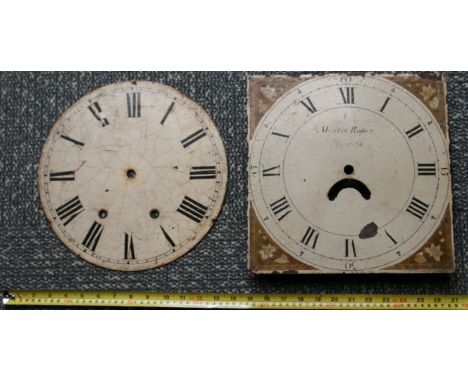 TWO LONG CASE CLOCK DIALS. ONE MARTIN ROPER OF PENRITH