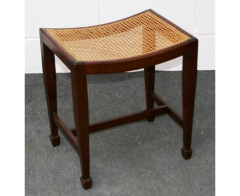 CANE SEATED MAHOGANY FRAME STOOL W45CM D35CM H48CM