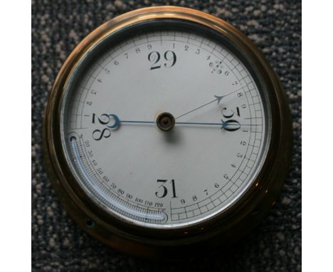 BRASS SHIPS BAROMETER/THERMOMETER DIAMETER 20CM D10CM