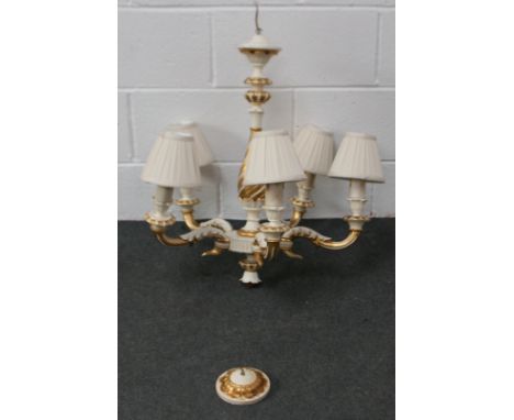 A PAINTED/GILT WOOD LIGHT FITTING H69CM W59CM