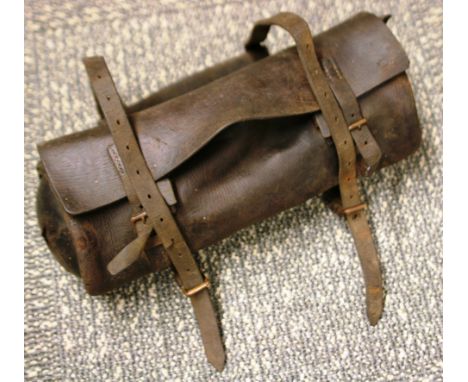 A LEATHER NERACAR TOOL/STORAGE CASE L40CM DIAMETER 14CM