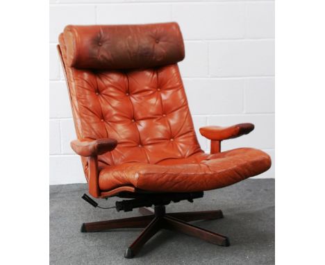 MOBEL SWEDEN LEATHER BUTTON BACK EASY CHAIR H90CM D89CM W76CM
