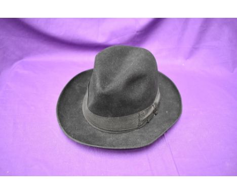 A vintage German Mayser Fedora Velvet Hat having leather inner