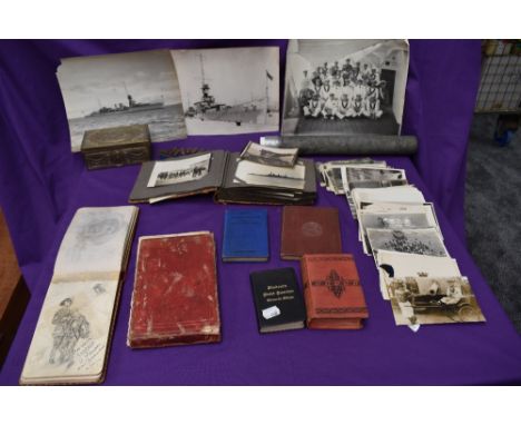 A collection of John Francis Hart Temporary Warrant WardMaster WW1 Ephemera including an album of Photo's and Postcards of th