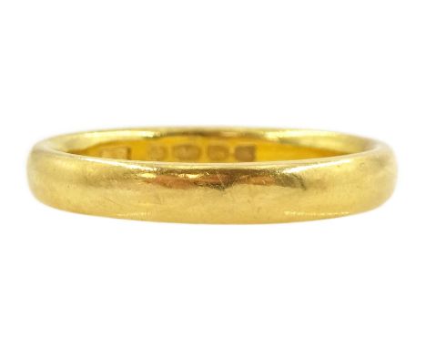 Early 20th century 22ct gold wedding band, Birmingham 1925Condition Report:Approx 5.25gm, size Q-R, depth = 3.5mm