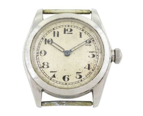 Rolex gentleman's stainless steel manual wind wristwatch, circa 1942, Ref. 2280, serial No. 158966, silvered dial with Arabic