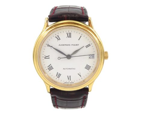 Audemars Piguet gentleman's 18ct gold automatic wristwatch, Ref. 14406 / 002, Cal. 2125, white dial with Roman numeral hour m