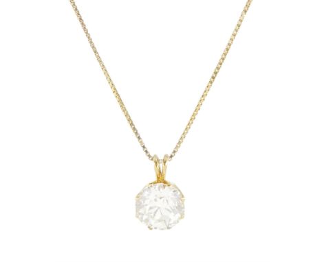 18ct gold single stone old cut diamond pendant necklace, diamond approx 1.60 carat Condition Report:Approx 2.4gm, pendant len