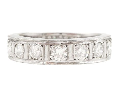 18ct white gold seven stone, round brilliant cut diamond half eternity ring, London 1978, total diamond weight approx 1.05 ca