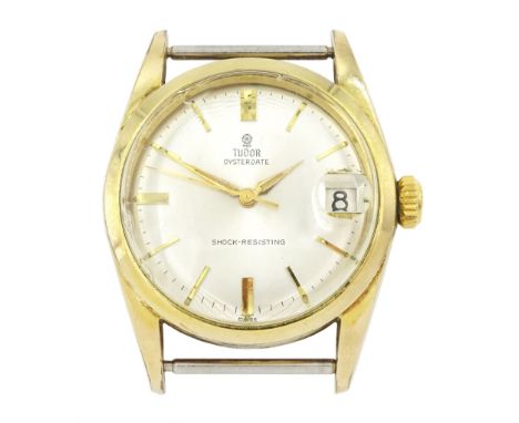 Tudor Oysterdate gentleman's gold-plated and stainless steel manual wind wristwatch, Ref. 7974, serial No. 467917, silvered d