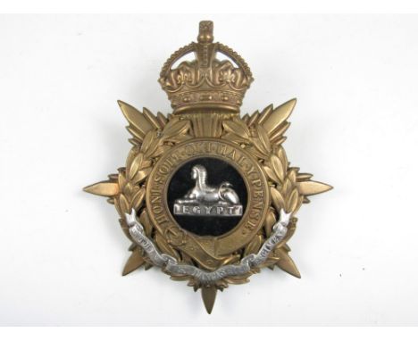 A post 1901 East Lancashire Regiment officer's Home Service pattern helmet plate 