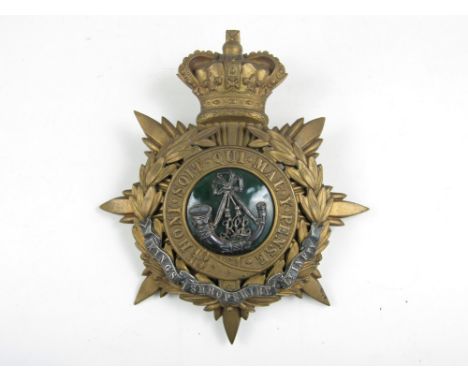 A Victorian King's Shropshire Light Infantry officer's Home Service pattern helmet plate 