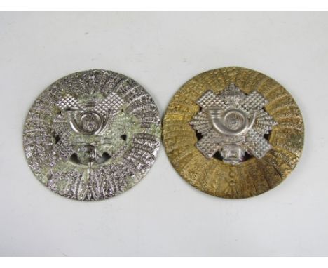 Two Highland Light Infantry pipers' plaid brooch bosses 