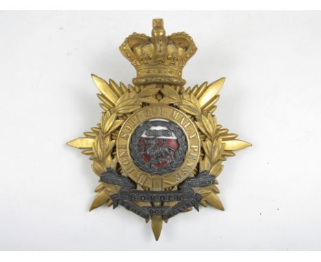 A Victorian Border Regiment officer's first pattern Home Service pattern helmet plate 