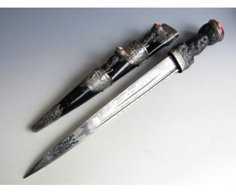 An Edwardian Argyl and Sutherland Highlanders silver-mounted dirk, retailed by Brook & Son, George Street, Edinburgh, the ful