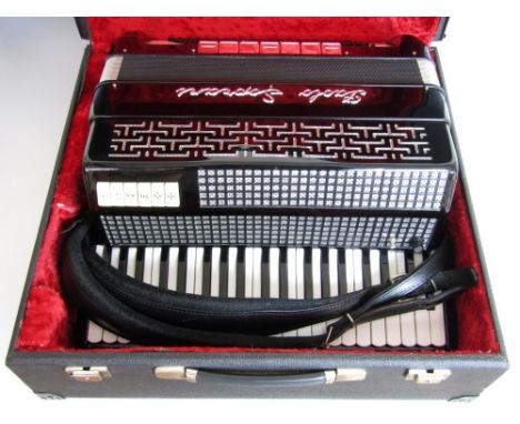 A Paolo Soprani 120 bass accordion, in transit case, together with a Hohner MSE-1 midi sound expander 