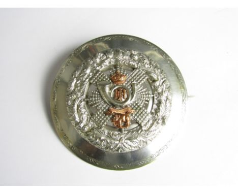 A Territorial / Militia Battalion Highland Light Infantry electroplate plaid brooch by Anderson of Edinburgh 