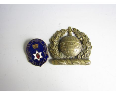 An Orange Widows Fund, Belfast, 1970 enamel badge together with a related clasp or buckle 