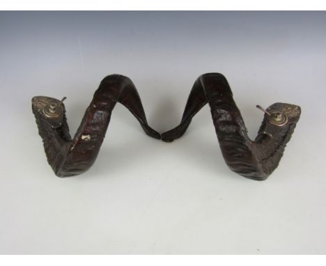 A pair of Highland Light Infantry mess electroplate mounted ram's horn snuff mulls 