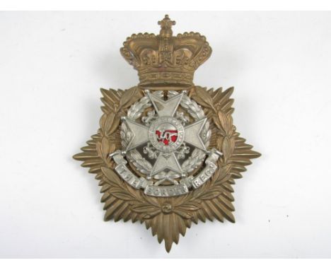 A Victorian Border Regiment Volunteer Battalion other rank's Home Service pattern helmet plate 