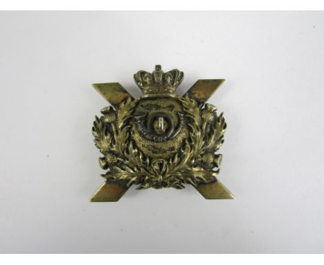 A Victorian white metal Scottish light infantry or volunteer rifles officer's shoulder belt boss, (tests as silver) 