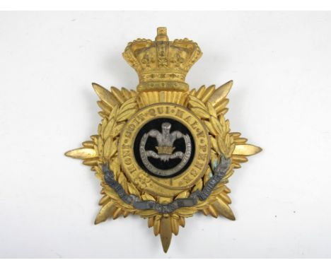 A Victorian Welsh Regiment officer's Home Service pattern helmet plate 