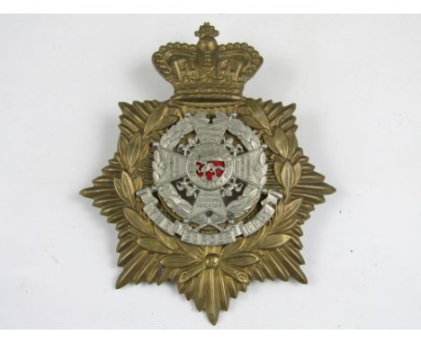 A Victorian Border Regiment first pattern other rank's Home Service pattern helmet plate 