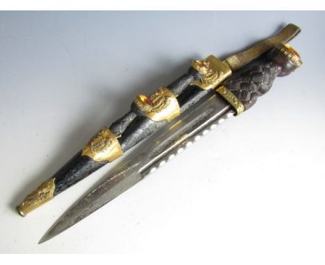 An early 20th Century Black Watch officer's dirk, by Henry Wilkinson of Pall Mall, London, with citrine coloured stone inset 