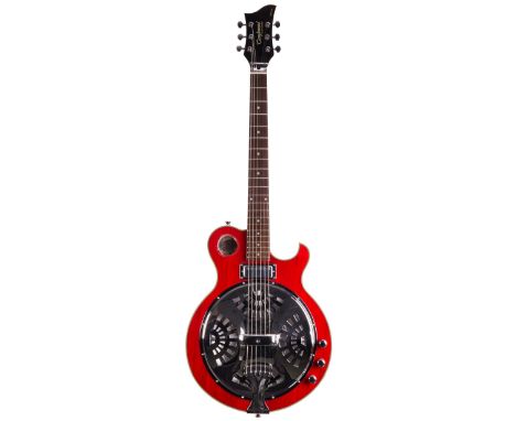 Tanglewood Blue Sound TBS500 electric resonator guitar; Finish: red; Fretboard: rosewood; Frets: good; Electrics: working; Ca