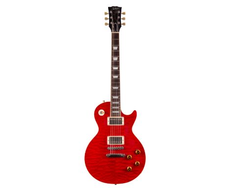 2005 Tokai Love Rock Model electric guitar, made in Japan, ser. no. 05xxx54; Finish: quilted red, blemish to back tip of head