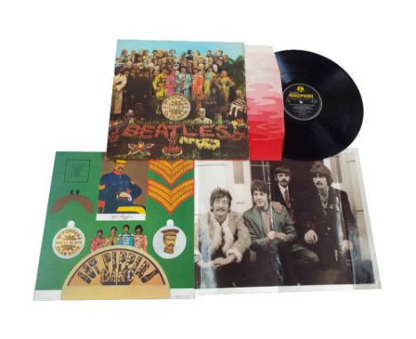 The Beatles - Sgt Pepper's Lonely Hearts Club Band, PMC 7027, mono, first pressing, Gramophone and 'Sold in' text, pink inner