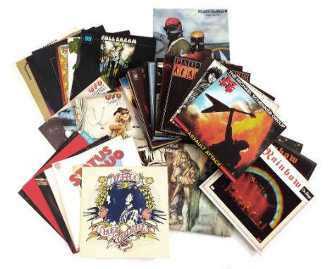 Good selection of rock vinyl LP records including Black Sabbath - Never Say Die and Technical Ecstasy, Deep Purple - Burn and