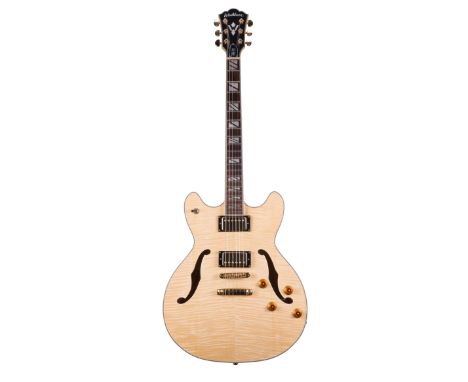 Washburn HB35N hollow body electric guitar, made in China, ser. no. G12xxxx18; Finish: natural; Fretboard: rosewood; Frets: g