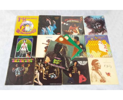 Jimi Hendrix - fifteen vinyl LP records including Electric Ladyland, G-VG, Are You Experienced, track 612001, matt, G-VG, Ban